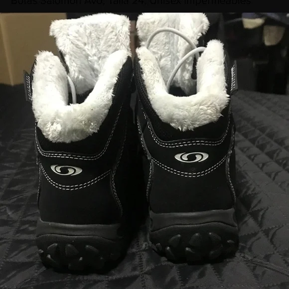 Salomon Black Waterproof Boots with White Accents - Picture 5 of 7